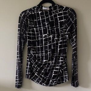 Calvin Klein Black and White Grid blouse